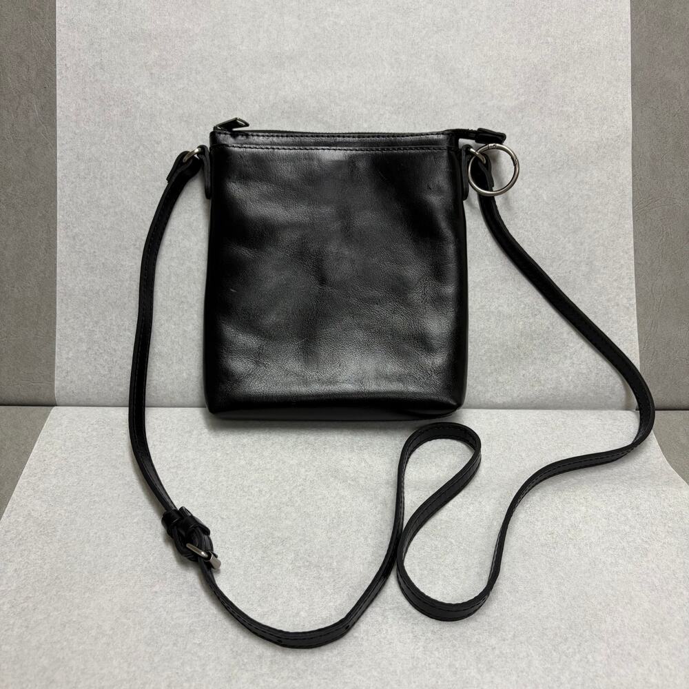 Patricia Nash Black Leather Organizer Messenger Crossbody Minimalist Quiet Lux - Picture 2 of 9
